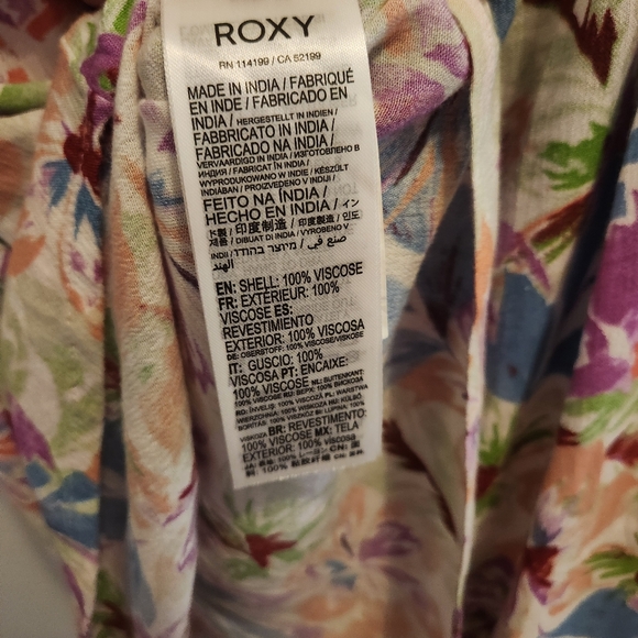 🛍 3/$10 Roxy Floral Tropical Beachy Summer Fling Swimsuit Cover Up Mini Dress L - Picture 5 of 6